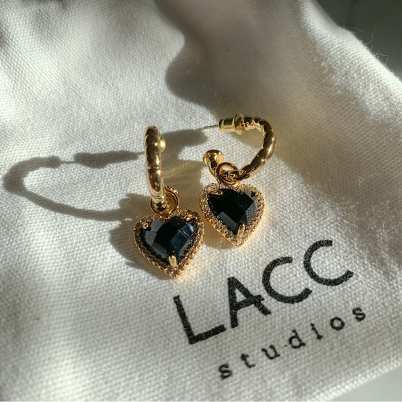 Black onyx earrings,dangle heart earrings,heart shaped earrings, heart earrings - Picture 12 of 12